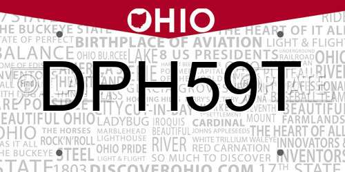 DPH59T Ohio License Plate