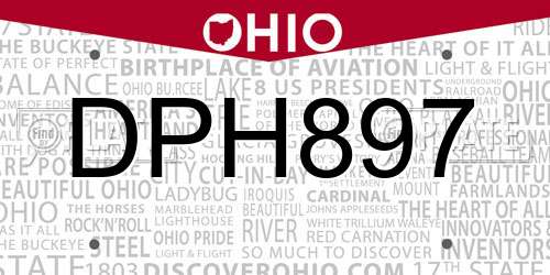 DPH897 Ohio License Plate