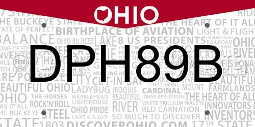 DPH89B Ohio License Plate