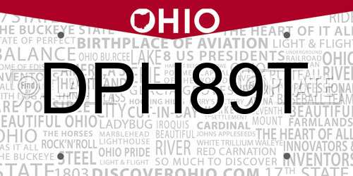 DPH89T Ohio License Plate
