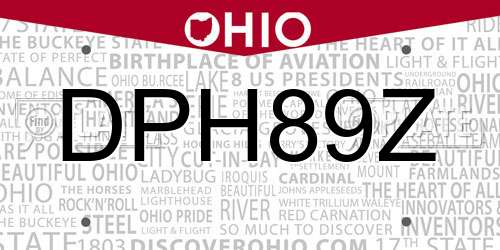 DPH89Z Ohio License Plate