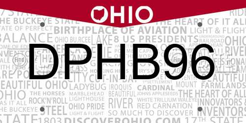 DPHB96 Ohio License Plate
