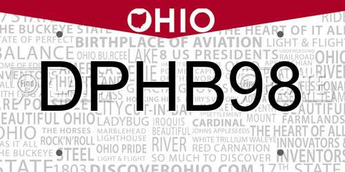 DPHB98 Ohio License Plate