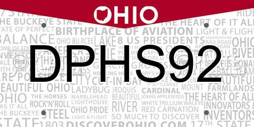 DPHS92 Ohio License Plate