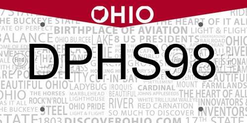 DPHS98 Ohio License Plate