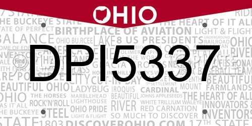 DPI5337 Ohio License Plate