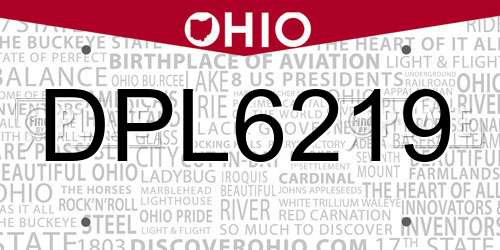 DPL6219 Ohio License Plate