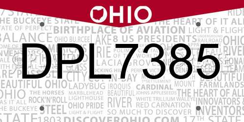 DPL7385 Ohio License Plate