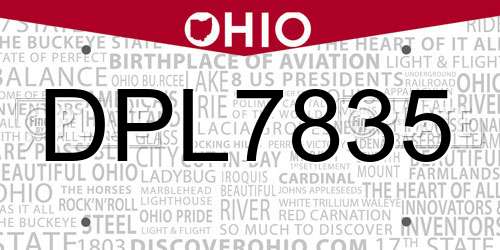 DPL7835 Ohio License Plate