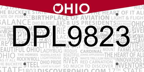 DPL9823 Ohio License Plate