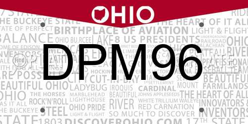 DPM96 Ohio License Plate