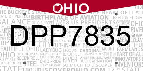 DPP7835 Ohio License Plate