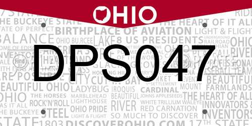 DPS047 Ohio License Plate