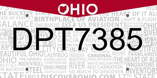 DPT7385 Ohio License Plate