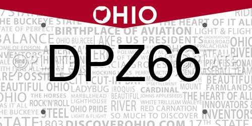 DPZ66 Ohio License Plate