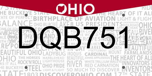 DQB751 Ohio License Plate