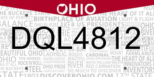 DQL4812 Ohio License Plate