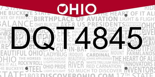 DQT4845 Ohio License Plate