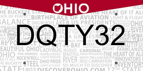 DQTY32 Ohio License Plate
