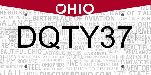 DQTY37 Ohio License Plate