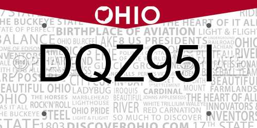 DQZ95I Ohio License Plate