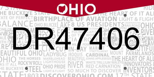 DR47406 Ohio License Plate