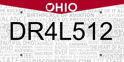 DR4L512 Ohio License Plate