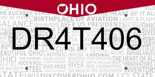 DR4T406 Ohio License Plate