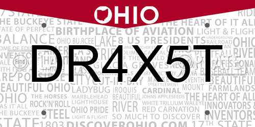 DR4X5T Ohio License Plate