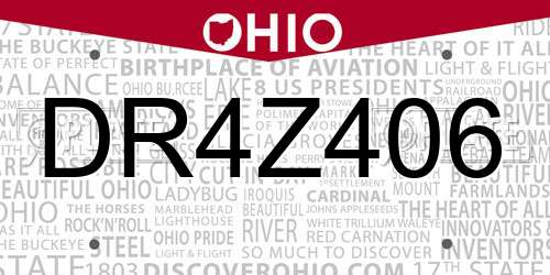 DR4Z406 Ohio License Plate
