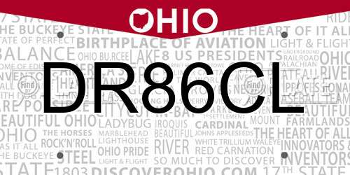 DR86CL Ohio License Plate