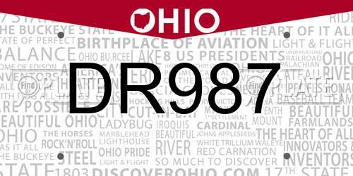 DR987 Ohio License Plate