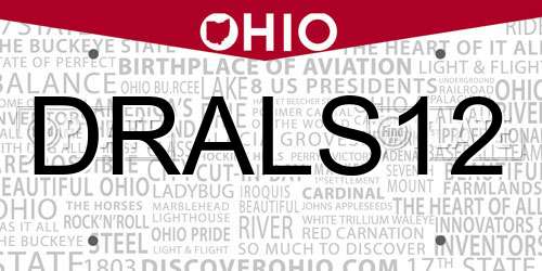 DRALS12 Ohio License Plate