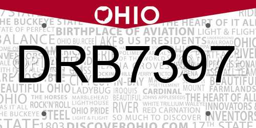 DRB7397 Ohio License Plate