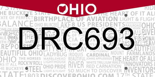 DRC693 Ohio License Plate