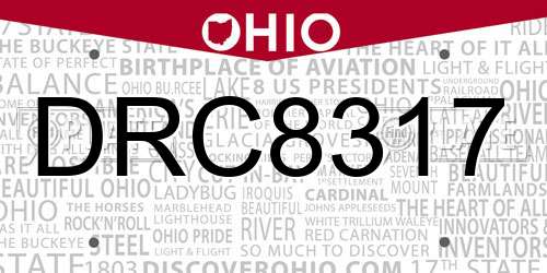 DRC8317 Ohio License Plate