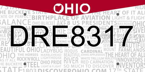 DRE8317 Ohio License Plate