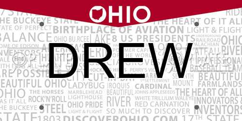 DREW Ohio License Plate