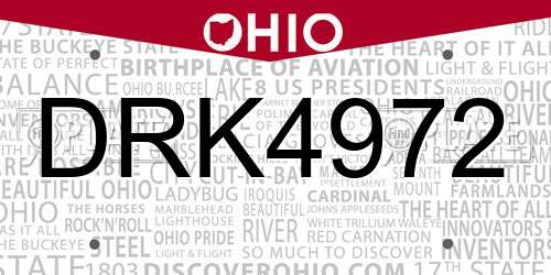 DRK4972 Ohio License Plate