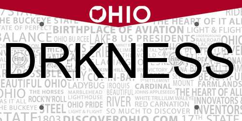 DRKNESS Ohio License Plate