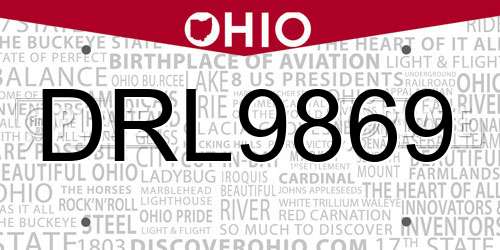 DRL9869 Ohio License Plate
