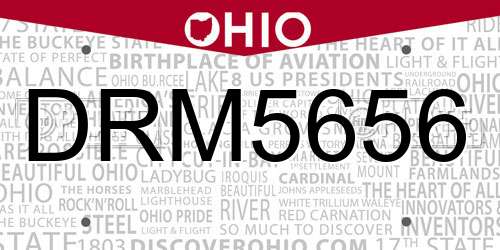 DRM5656 Ohio License Plate