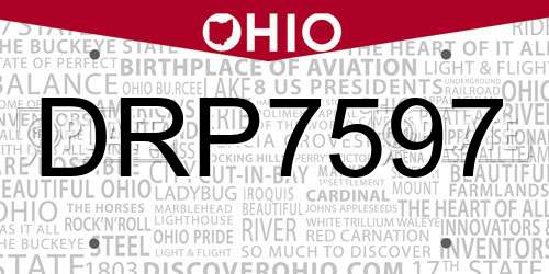 DRP7597 Ohio License Plate