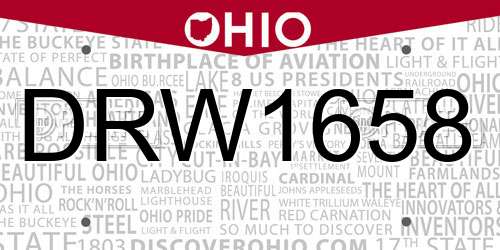 DRW1658 Ohio License Plate