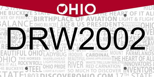 DRW2002 Ohio License Plate