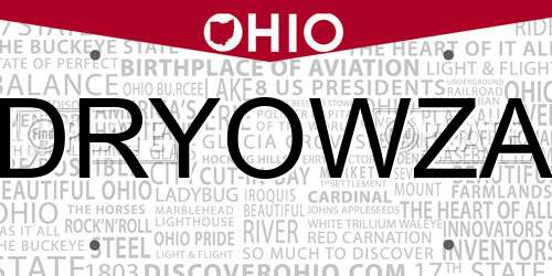 DRYOWZA Ohio License Plate