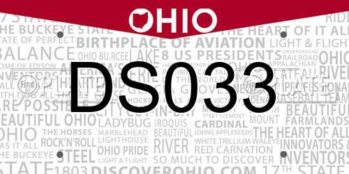 DS033 Ohio License Plate