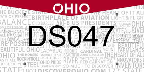 DS047 Ohio License Plate