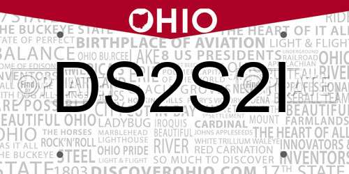 DS2S2I Ohio License Plate