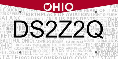 DS2Z2Q Ohio License Plate
